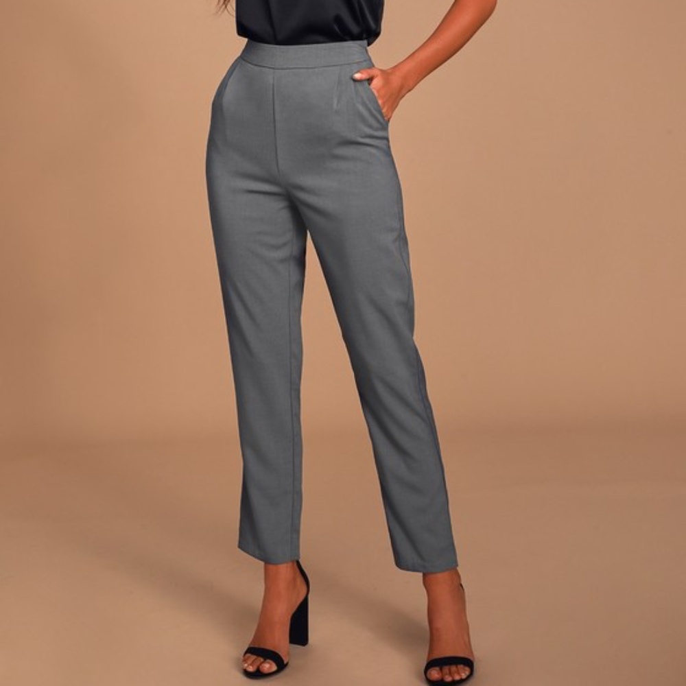 Kick It Grey High-Waisted Trouser Pants